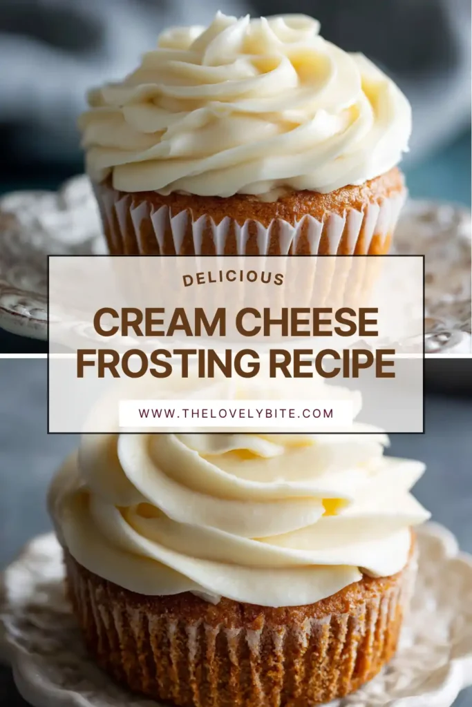 A bowl of homemade cream cheese frosting whipped until light, fluffy, and smooth. This easy cream cheese frosting is perfect for decorating cakes and cupcakes.