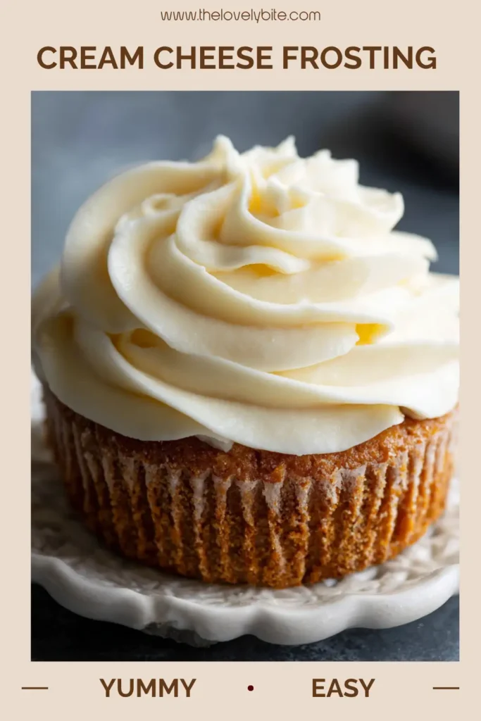Rich cream cheese frosting made with butter, vanilla, and powdered sugar. The frosting has a silky texture and a creamy finish ideal for baking.