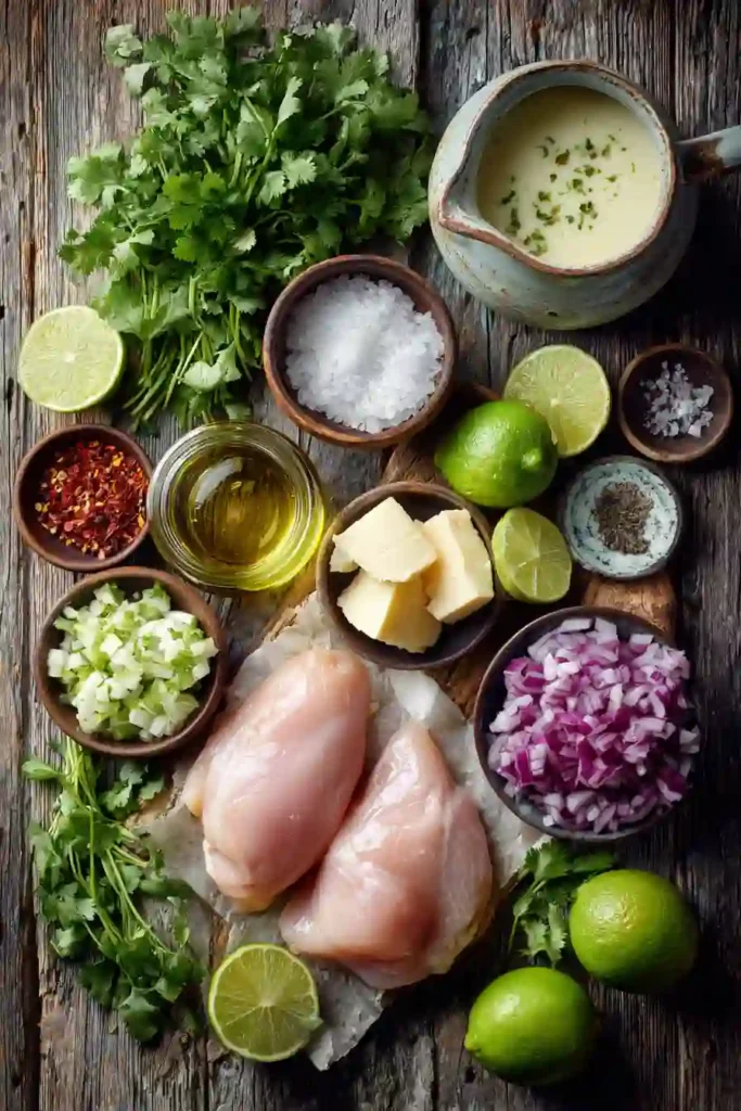 Creamy Cilantro Lime Chicken served in a skillet with fresh cilantro and lime wedges. The chicken is coated in a rich buttery lime cream sauce with vibrant herbs.
