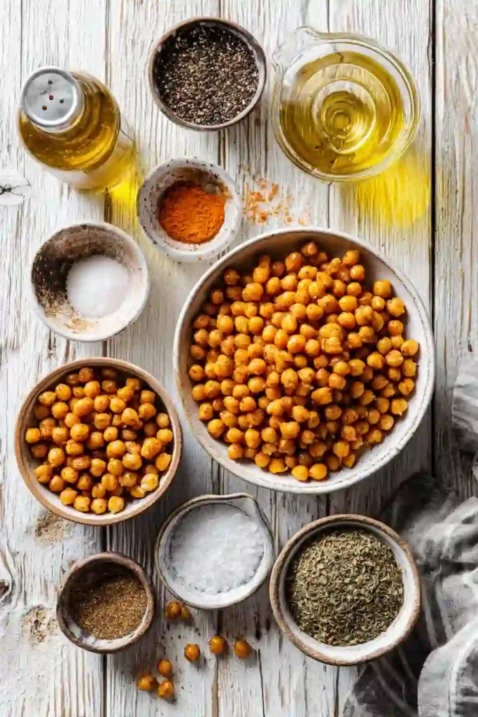 Golden air fryer chickpeas cooked until perfectly crisp and tossed with flavorful spices. A healthy and satisfying snack for any time of day.
