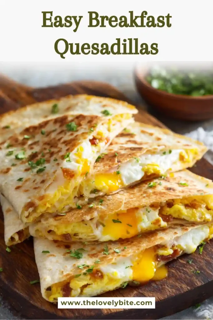 Homemade breakfast quesadilla recipe featuring eggs, cheddar cheese, and crispy tortillas.