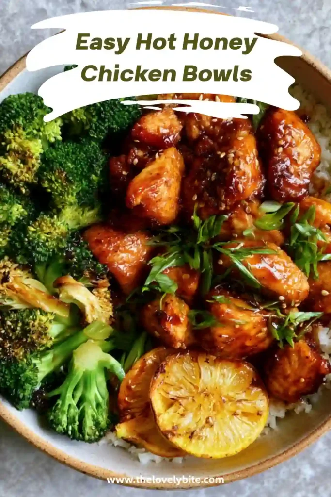 Meal prep containers filled with hot honey chicken, broccoli, and sweet potatoes.