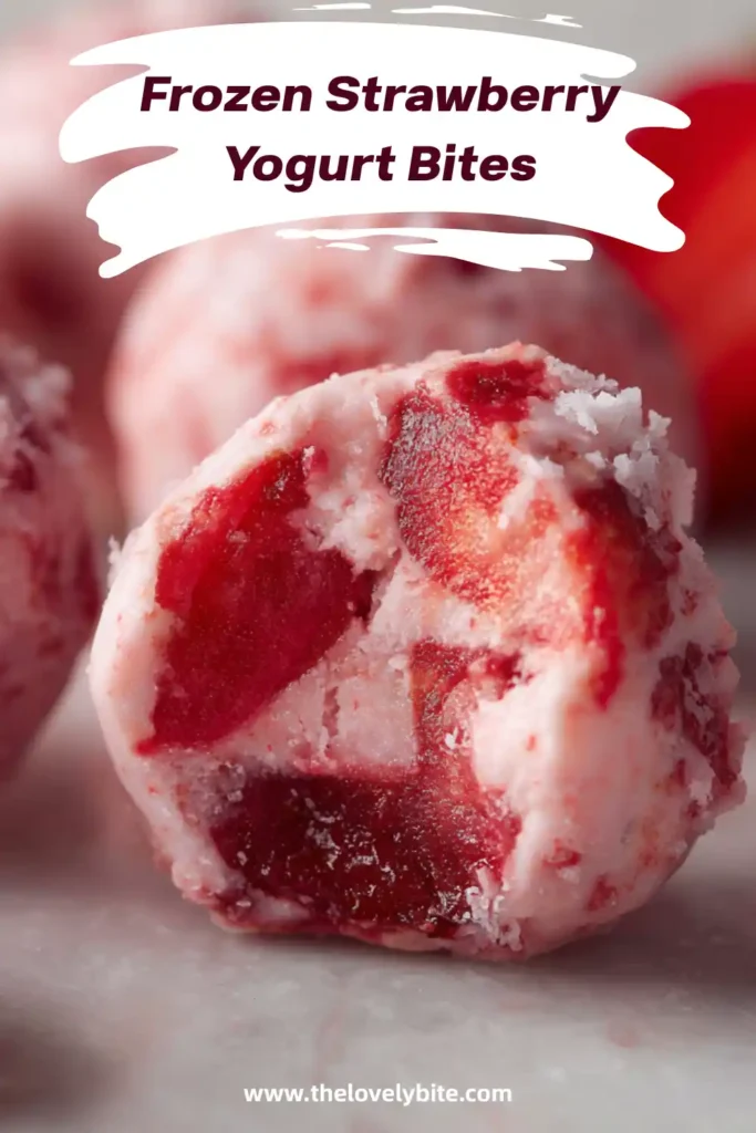 Homemade Frozen Strawberry Yogurt Bites with a crunchy chocolate shell and creamy berry center. A simple freezer-friendly dessert for any season.