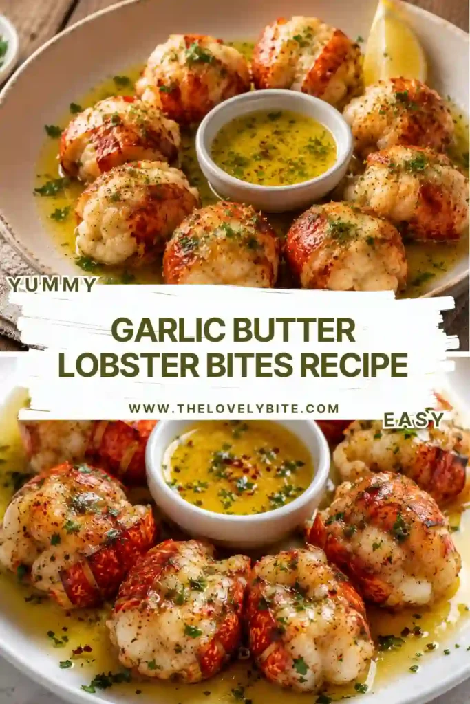 Tender Garlic Butter Lobster Bites are coated in a rich buttery garlic sauce with fresh parsley and lemon. This elegant seafood recipe is perfect for a quick gourmet dinner.