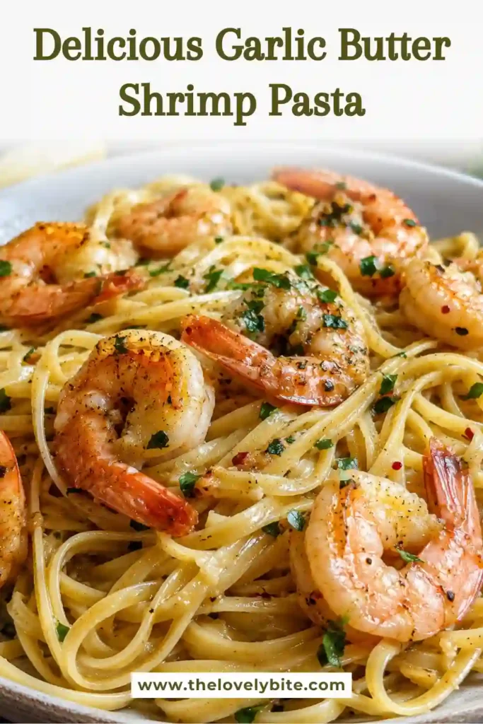 Golden Garlic Butter Shrimp Pasta served warm with Parmesan cheese and fresh herbs. A quick and flavorful seafood dinner perfect for weeknight meals.