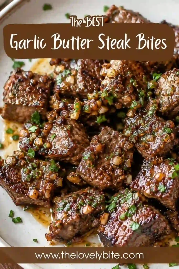 Homemade Garlic Butter Steak Bites served in a skillet with fresh herbs. A quick and flavorful steak dinner featuring tender beef and savory garlic butter.
