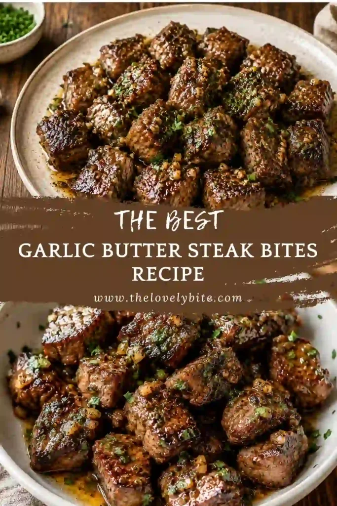 Restaurant-style Garlic Butter Steak Bites garnished with parsley and served hot. This low-carb steak recipe is quick, easy, and full of bold flavor.