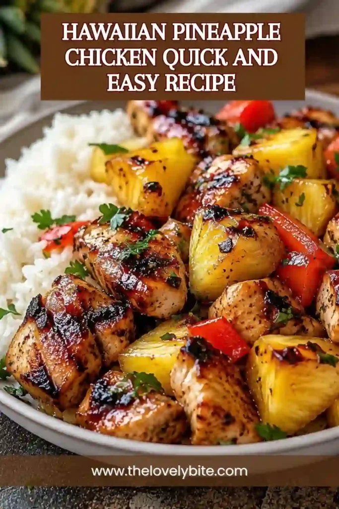 Freshly baked Hawaiian Pineapple Chicken featuring tender chicken breast, pineapple, and colorful vegetables. The sweet and savory sauce creates a delicious tropical-inspired dinner.