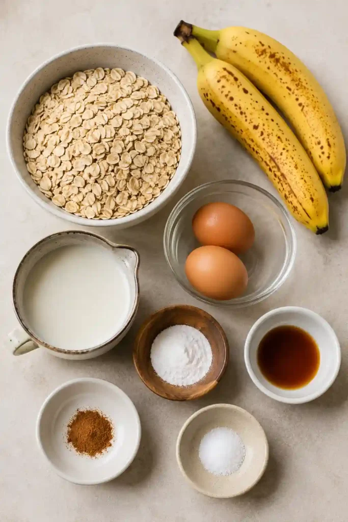 Stack of healthy banana waffles made with rolled oats and ripe bananas. Easy blender waffles ideal for a wholesome morning meal.