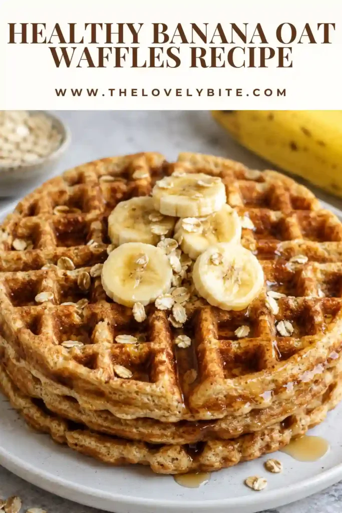 Crispy homemade Healthy Banana Oat Waffles with a fluffy center. Perfect for meal prep and nutritious family breakfasts.