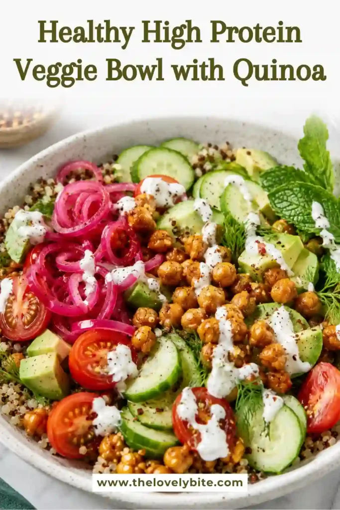 Healthy meal prep bowl with quinoa and chickpeas.