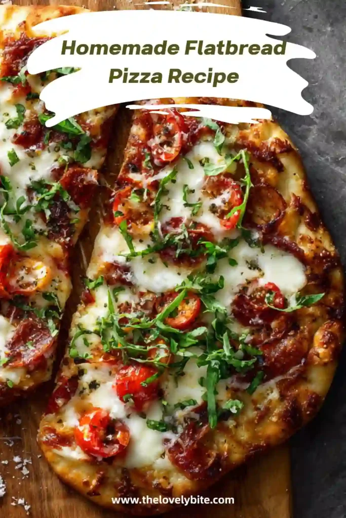 Crispy Homemade Flatbread Pizza Recipe sliced and ready to serve. Fresh herbs and bubbling cheese create a delicious homemade meal.