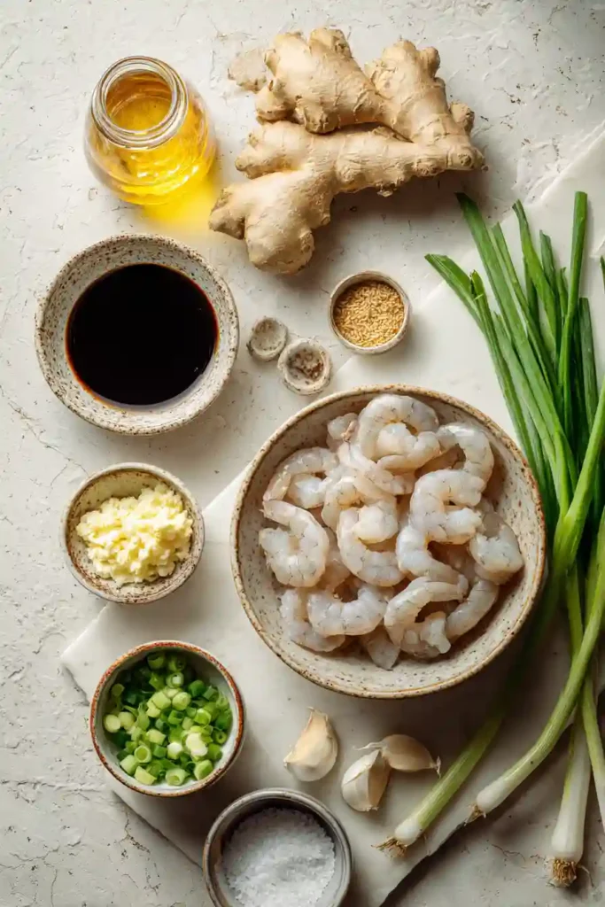 Honey Garlic Shrimp plated with steamed vegetables and rice for a complete meal. The shrimp are coated in a sticky garlic glaze and garnished with fresh herbs.