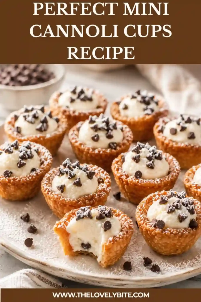 Easy Mini Cannoli Cups made with flaky pastry crusts and sweet ricotta cream. A perfect party dessert inspired by traditional Italian cannoli.