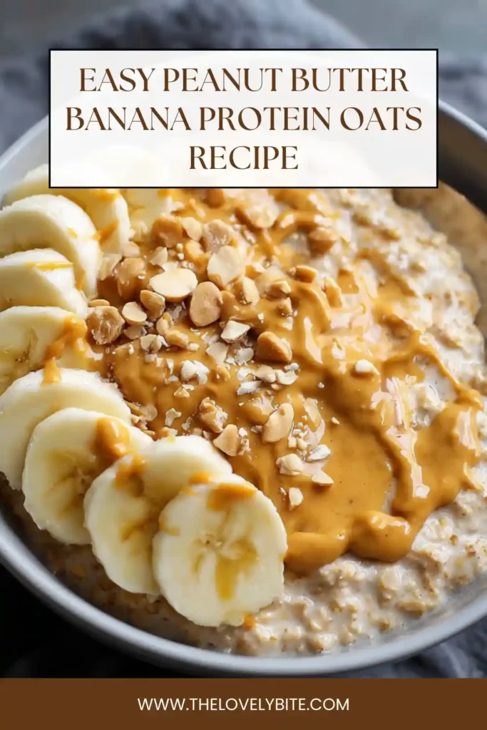 A bowl of peanut butter banana protein oats topped with fresh banana slices and creamy PB2 drizzle. This high protein oatmeal makes a healthy vegan breakfast.