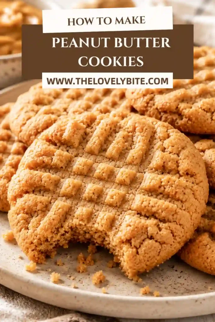 Freshly baked Peanut Butter Cookies with classic fork marks cooling on a wire rack. These homemade cookies have golden edges and soft, chewy centers.