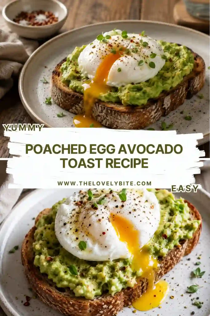 A slice of whole grain toast topped with creamy mashed avocado, a perfectly poached egg, shaved Parmesan cheese, and fresh herbs. Served with juicy heirloom tomatoes, this healthy breakfast looks fresh, colorful, and delicious.