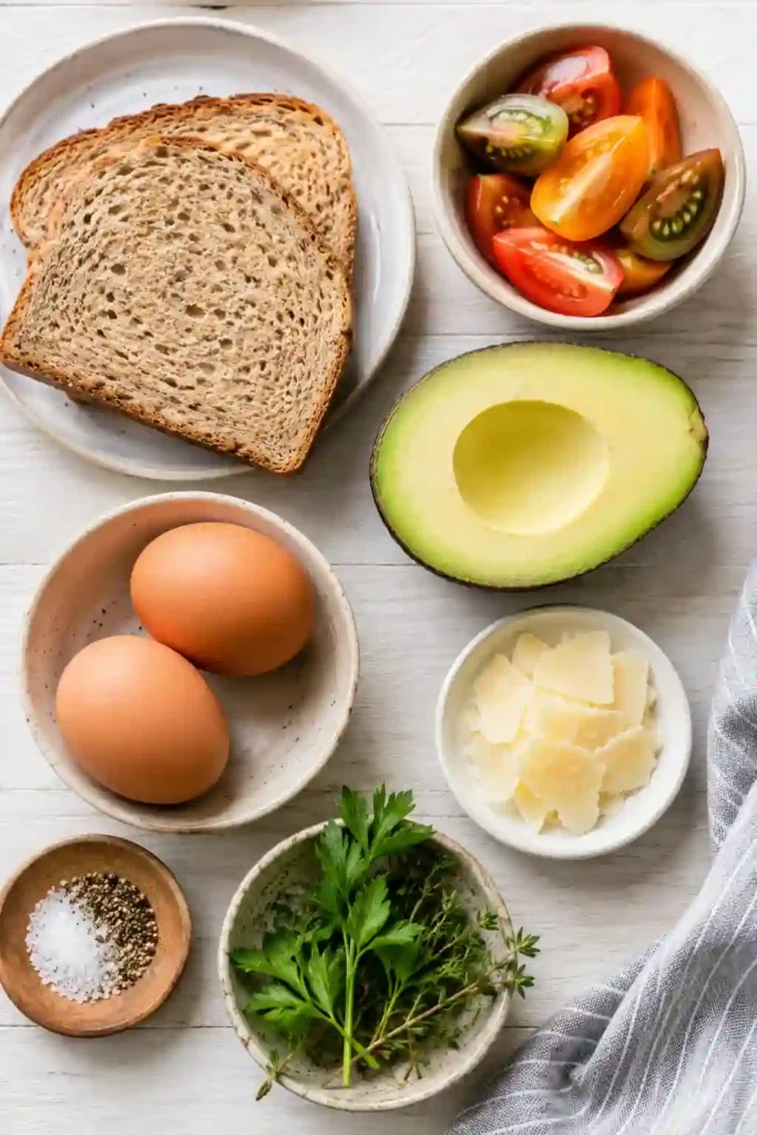Golden toasted bread layered with mashed avocado and topped with soft poached eggs creates an easy breakfast recipe that's wholesome, filling, and packed with fresh ingredients.