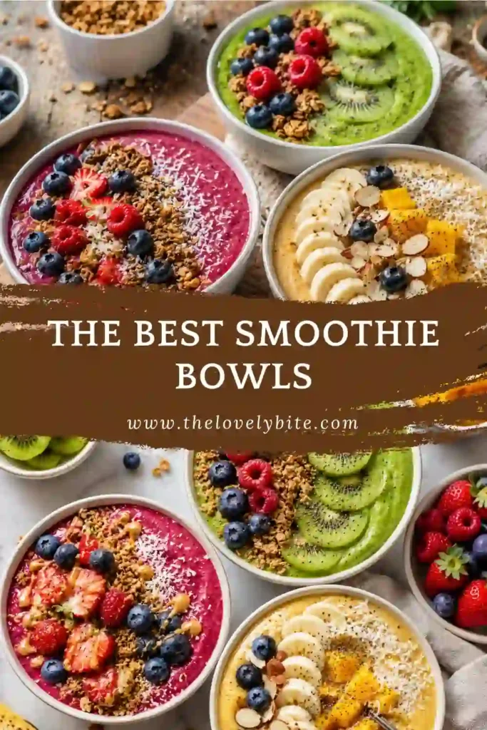 A green Smoothie Bowl blended with spinach, banana, and pineapple, topped with seeds and sliced fruit. This nutrient-rich breakfast combines vibrant color with naturally sweet flavors.