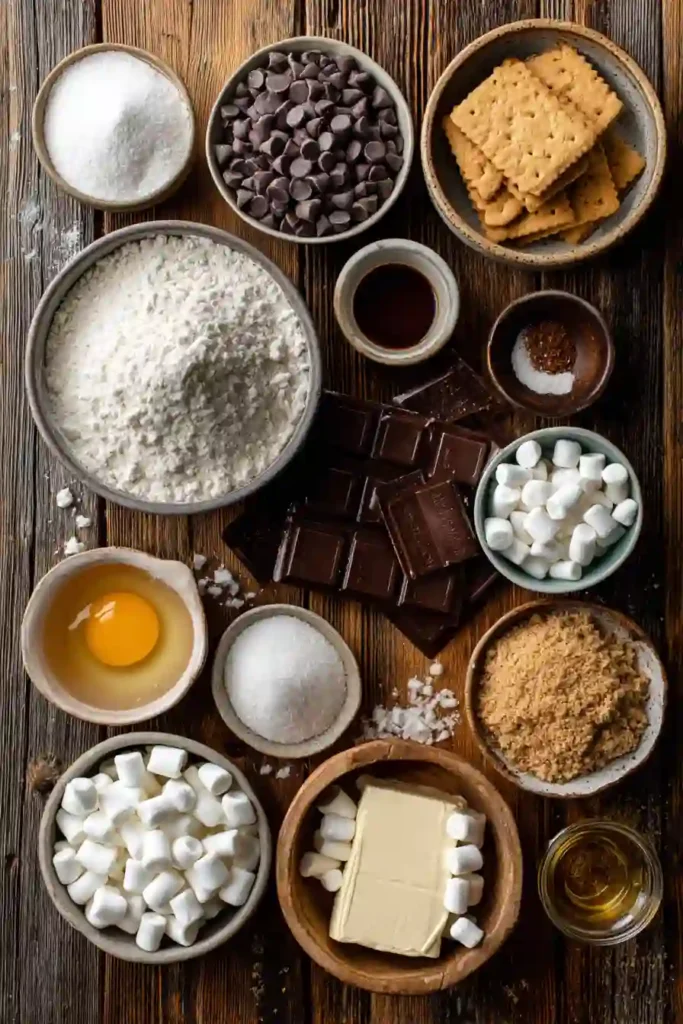 Stack of homemade Smores Cookies featuring melted chocolate, fluffy marshmallows, and crunchy graham cracker pieces. Perfect for dessert tables and gatherings.