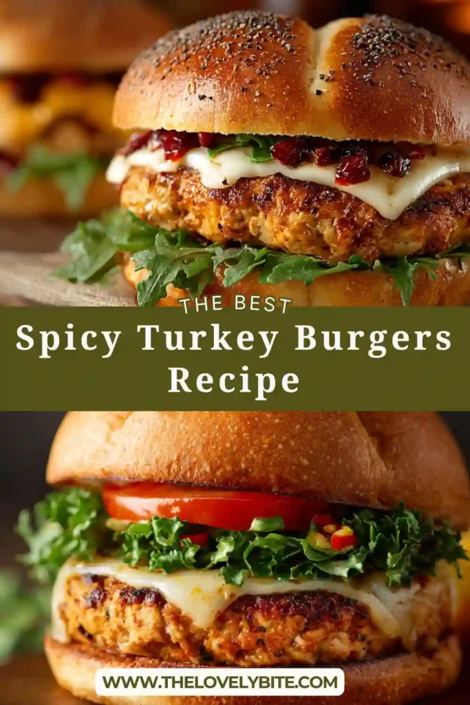 Juicy Spicy Turkey Burgers topped with melted cheddar cheese on toasted buns. These grilled turkey burgers feature roasted green chile and smoky chipotle flavors.
