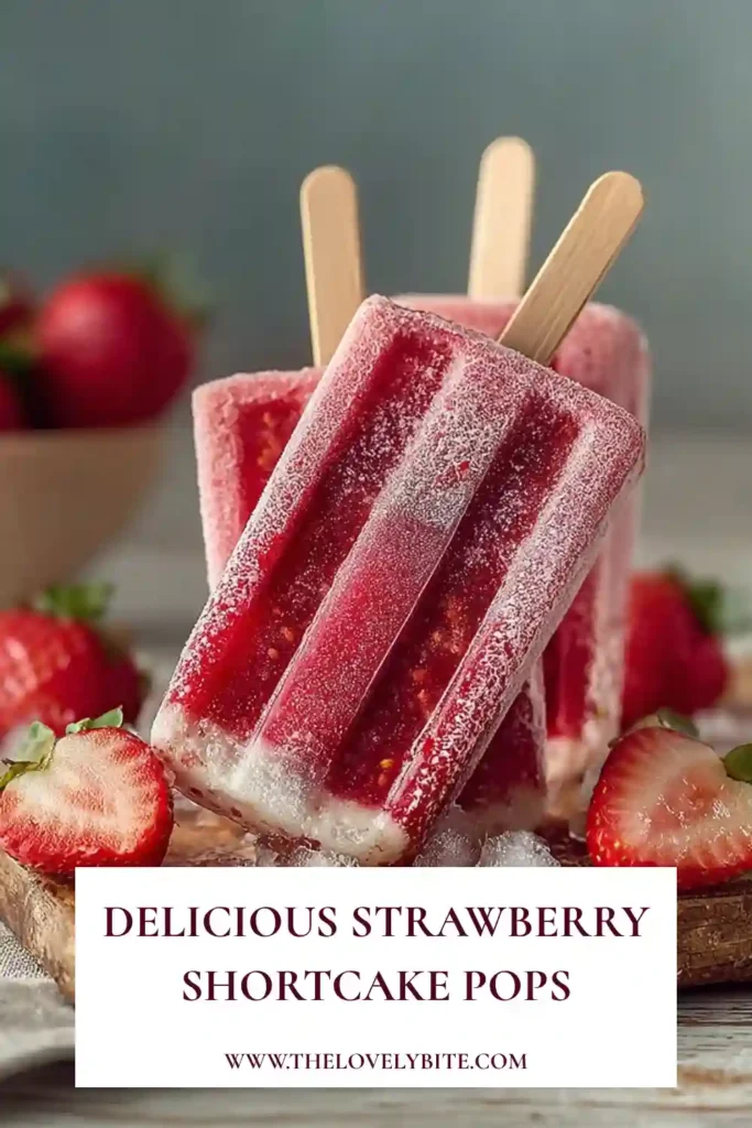 Homemade Strawberry Shortcake Pops frozen in molds and topped with graham cracker crumbs. A refreshing dairy-free dessert perfect for summer days.