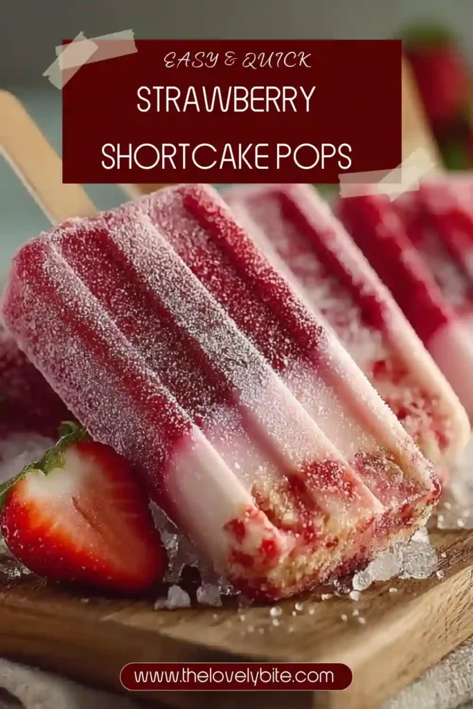 Refreshing Strawberry Shortcake Pops served cold with strawberry flavor and crunchy graham cracker coating. A healthy frozen treat made with simple ingredients.