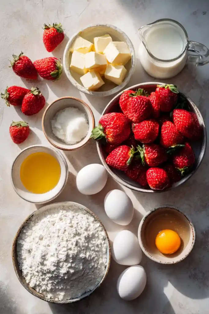 Classic French Strawberry Tart with vanilla custard filling and sweet strawberries glazed with natural strawberry syrup. Beautifully arranged for a stunning dessert display.