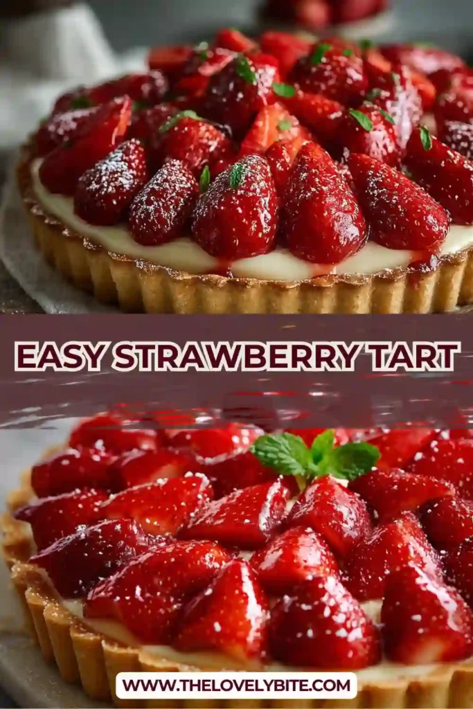 Golden pastry tart filled with silky custard and layered with ripe strawberries. A fresh fruit dessert ideal for celebrations and afternoon tea.
