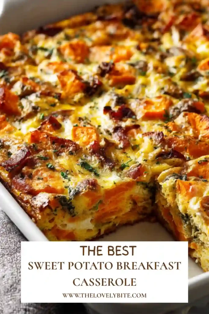 Healthy breakfast casserole with sweet potatoes, spinach, eggs, and savory lamb baked until fluffy and golden. A perfect meal prep breakfast option.