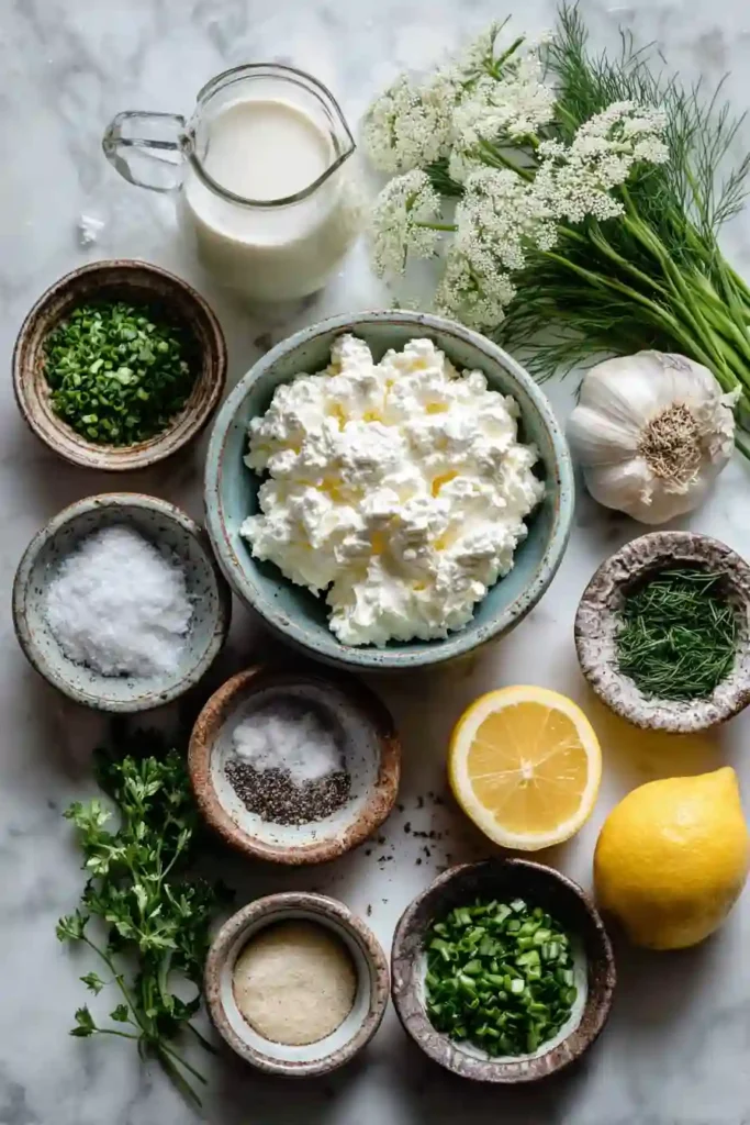 Protein-rich cottage cheese dip blended until silky smooth and flavored with lemon, dill, parsley, and chives. A simple healthy dip recipe for any occasion.