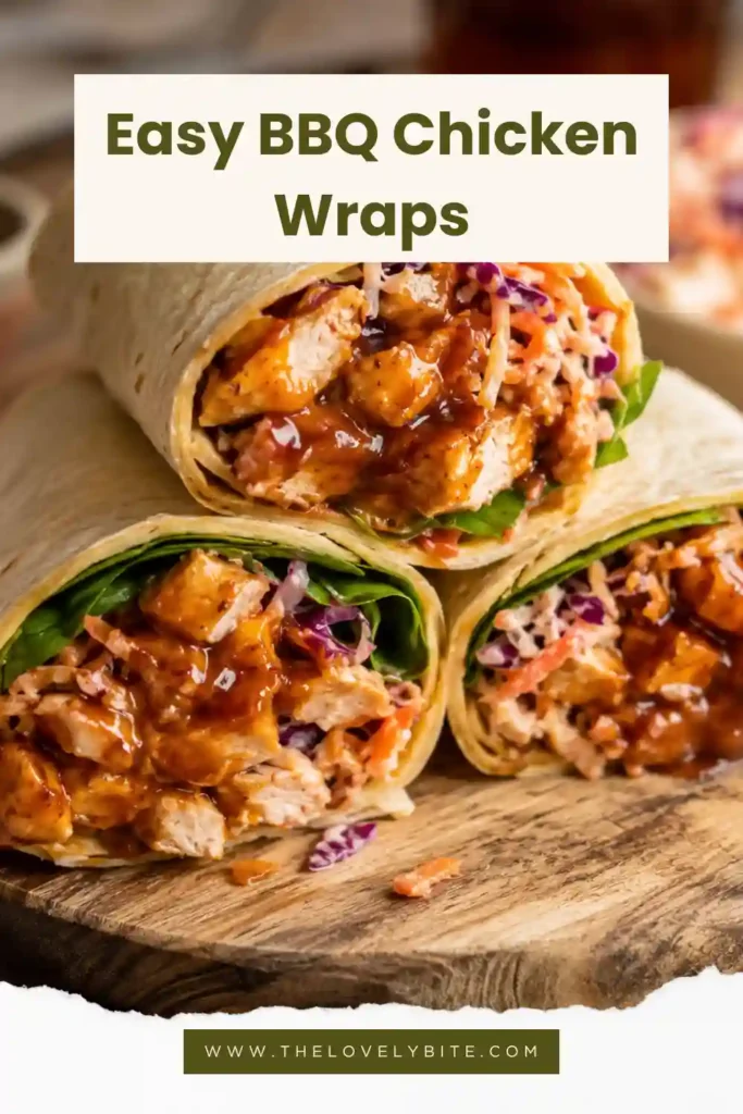 Fresh BBQ Chicken Wraps served with creamy coleslaw and smoky barbecue chicken wrapped in soft flour tortillas. An easy meal prep recipe.