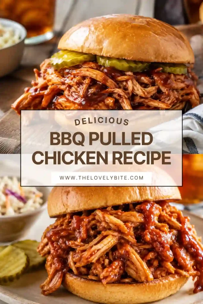 Tender shredded BBQ chicken coated in homemade root beer barbecue sauce and served on a soft toasted bun. A flavorful grilled pulled chicken recipe that's easy to make.
