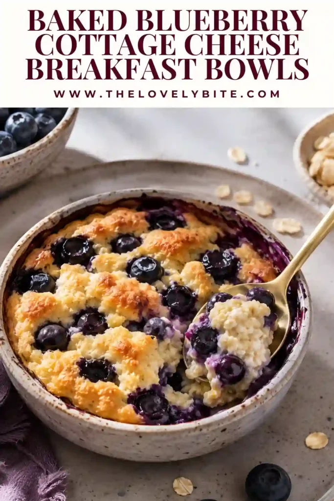 Creamy baked blueberry cottage cheese breakfast topped with fresh blueberries and ready to serve. This easy breakfast recipe is ideal for busy mornings.