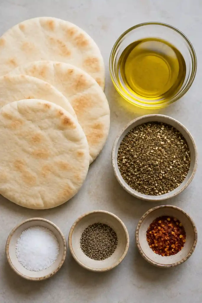 Golden homemade pita chips coated with za'atar seasoning and baked until crunchy. A perfect Mediterranean-inspired snack for entertaining or everyday munching.