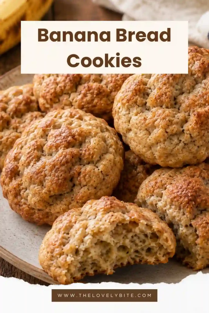 Soft banana cookies baked until lightly golden and served on a white plate. Each cookie has a tender crumb and classic banana bread flavor.