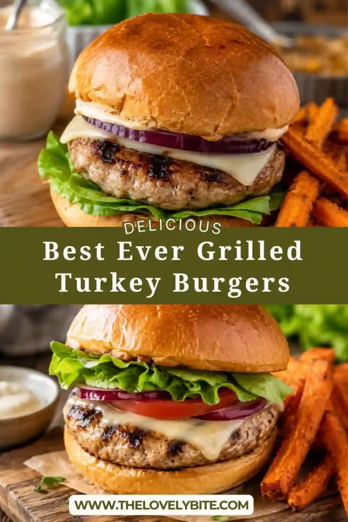 3. Best-Ever Grilled Turkey Burgers stacked on toasted buns with crisp lettuce, ripe tomatoes, and creamy burger sauce.