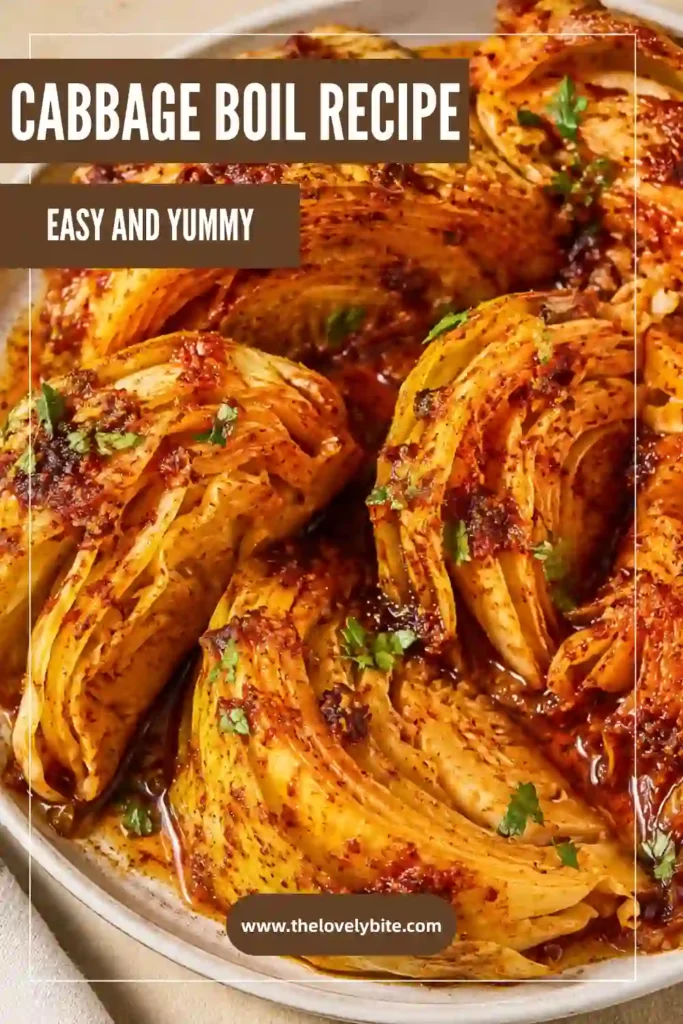 Tender oven baked cabbage with crispy edges, melted butter, lemon, and smoky Cajun seasoning served fresh from the oven.