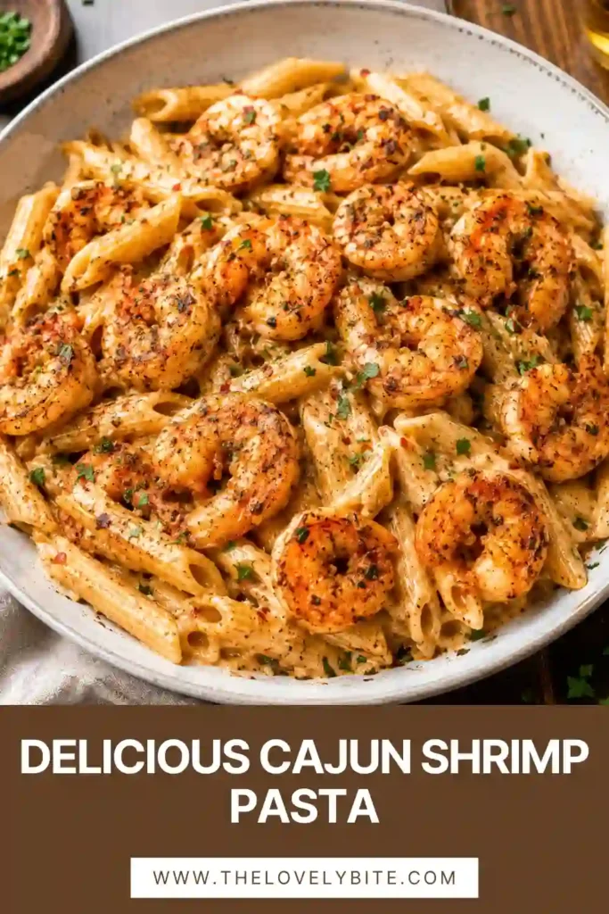 Creamy Cajun shrimp served with penne pasta and freshly grated Parmesan cheese in a rich Cajun cream sauce. A delicious restaurant-style seafood pasta recipe.
