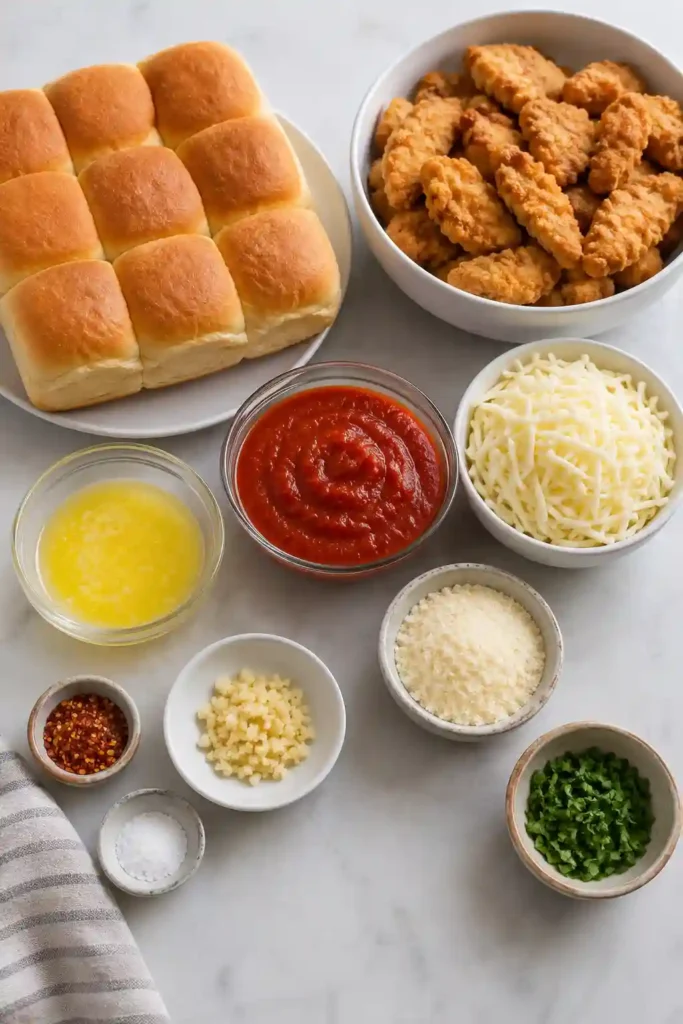 Homemade Chicken Parm Sliders with toasted Hawaiian rolls, mozzarella, basil, and marinara baked until golden brown. A comforting Italian-inspired slider recipe.