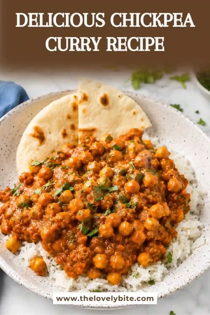 Healthy Coconut Chickpea Curry featuring vibrant spices, fresh herbs, and creamy coconut milk. A hearty vegetarian meal perfect for weeknight dinners.