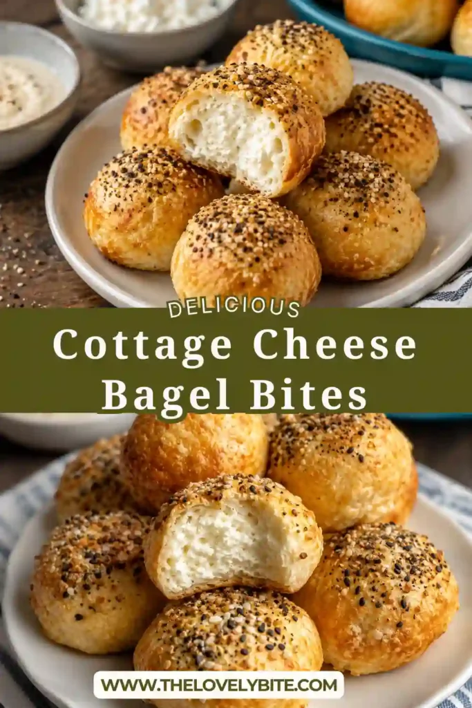 Freshly baked Cottage Cheese Bagel Bites topped with everything bagel seasoning on a cooling rack.