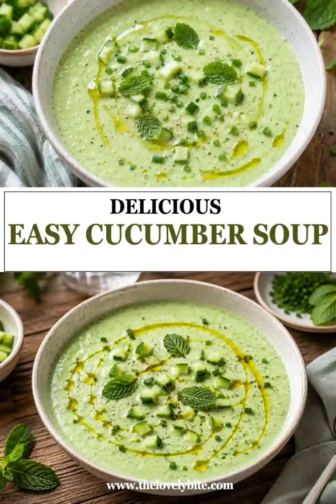 2. Refreshing cucumber yogurt soup garnished with herbs and lime, served as a healthy summer appetizer.