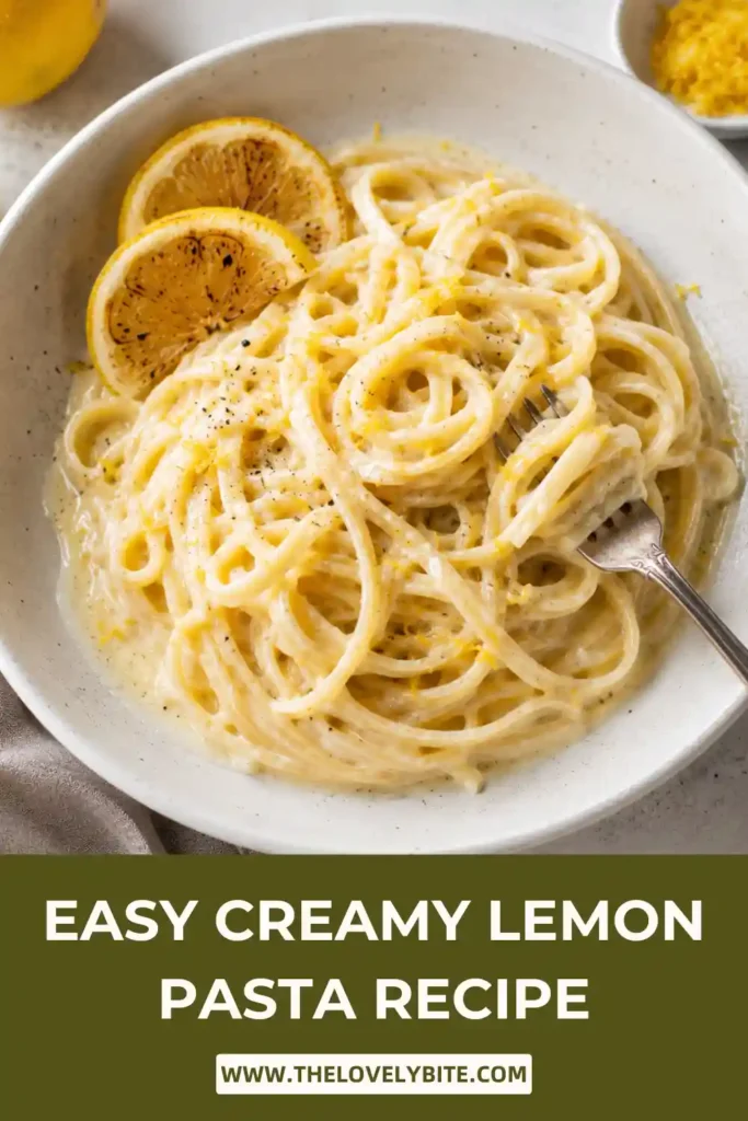 Creamy lemon Parmesan pasta served warm with freshly grated cheese and lemon zest. The smooth sauce perfectly coats every strand of pasta.
