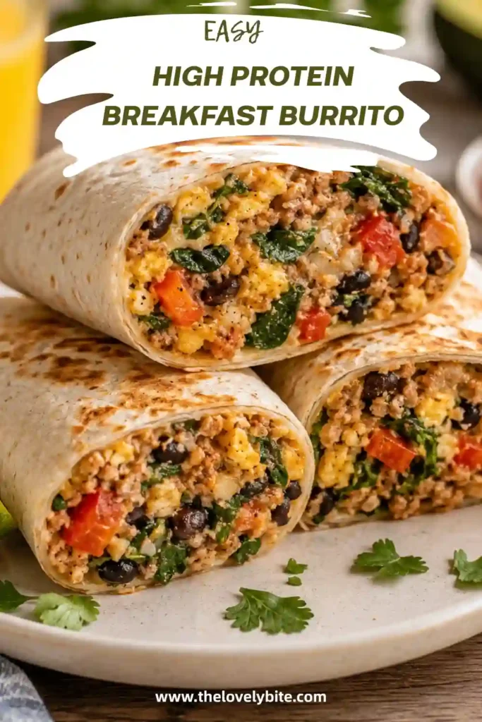 3. High-protein breakfast burrito served with salsa and fresh herbs, packed with lean beef and creamy cottage cheese.