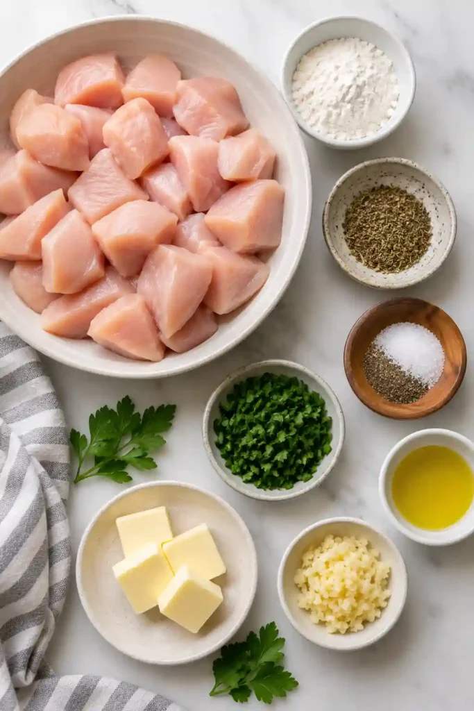 Freshly cooked Garlic Butter Chicken Bites with crispy edges and a rich garlic butter coating. A simple chicken breast dinner that's ready in just 20 minutes.
