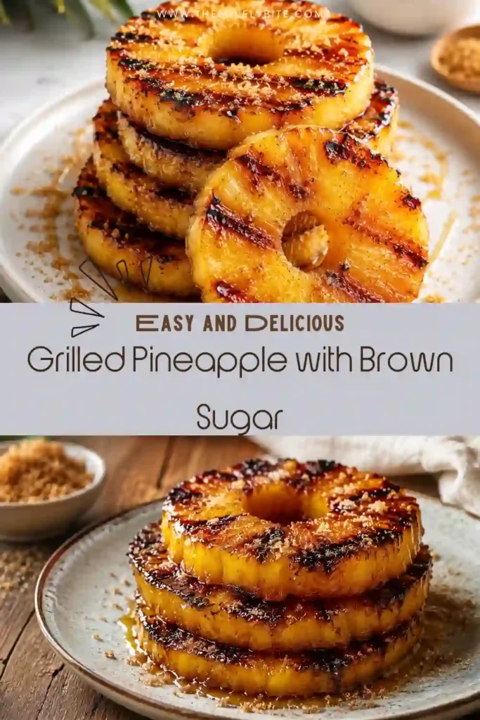 Caramelized pineapple rings topped with coarse sea salt after grilling. This easy grilled pineapple recipe creates a sweet and smoky pineapple dessert.