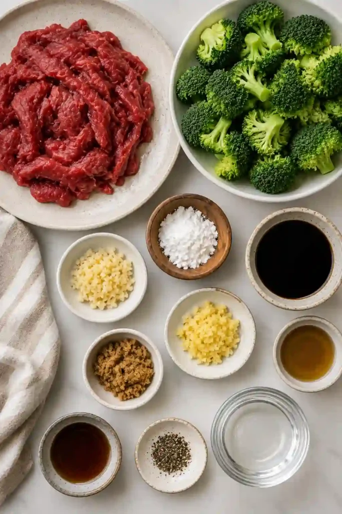 Freshly cooked Healthy Beef and Broccoli with lean beef and crisp-tender broccoli in a delicious garlic ginger sauce. A healthier alternative to classic takeout.