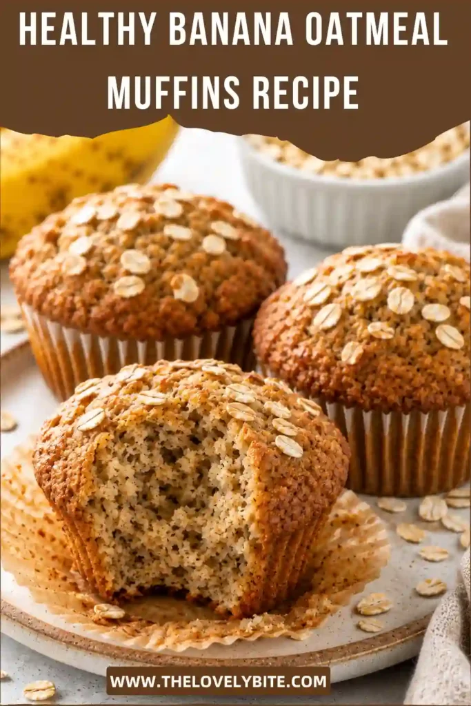 Golden Healthy Banana Oatmeal Muffins made with oats, ripe bananas, and honey. Soft homemade muffins with wholesome ingredients for an easy breakfast.