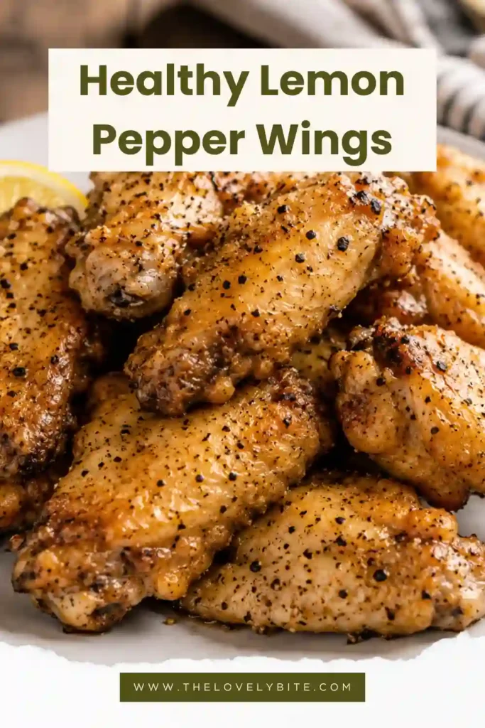 Homemade Lemon Pepper Wings served on a white platter with lemon wedges and fresh herbs. The crispy skin glistens with buttery lemon glaze.
